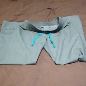 Figs Gray Pants with Blue Drawstring